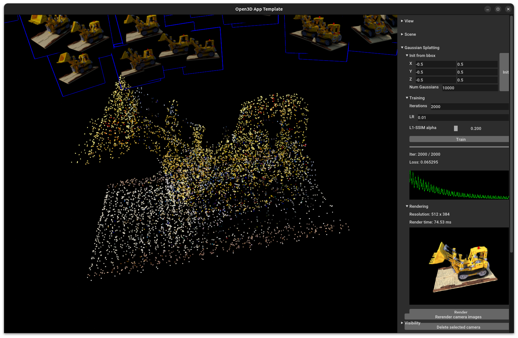 Gaussian splatting demo view from toy_GS